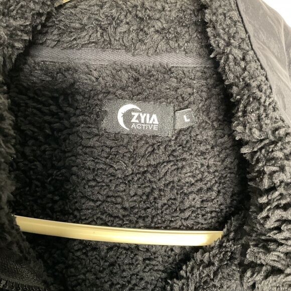 NWOT Zyia Womens Black Teddy 1/4 Zip Pocket Jacket Sweatshirt Sz Large - Picture 6 of 10